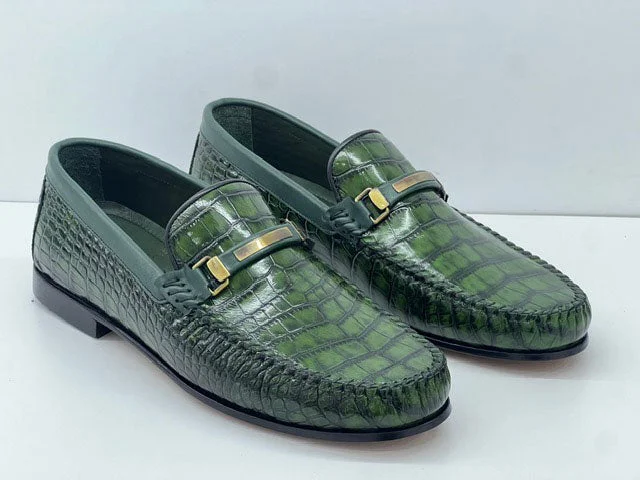 Women's Tassel - Trimmed Loafers with a Low Heel in Olive Green for a Trendy Twist Style: E23TR200F-Green Women's Tassel - Trimmed Loafers with a Low Heel in Olive Green for a Trendy Twist Style: E23TR200F-Green