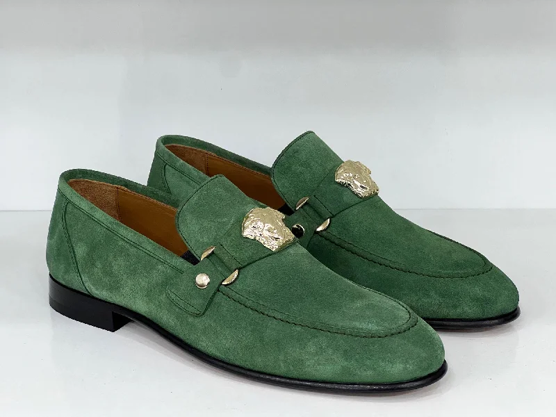 Women's Fur - Lined Loafers in Tan for a Cozy Winter Option Style: SL655S-Green