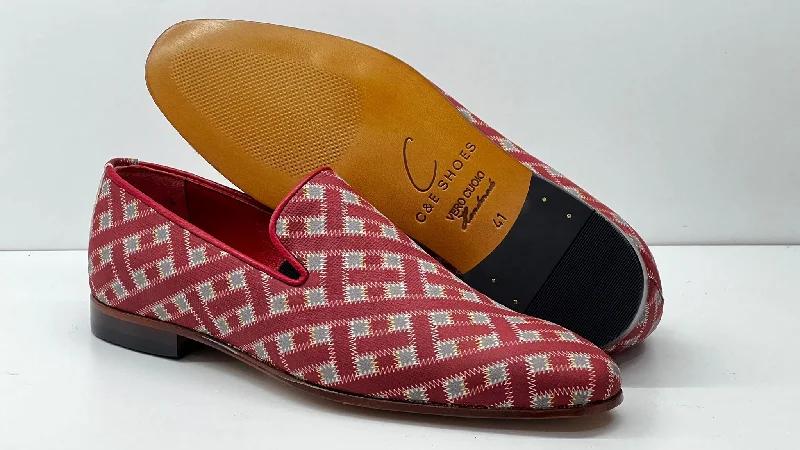 Women's Bow - Embellished Loafers in Red for a Feminine Touch Style: S7645-Red