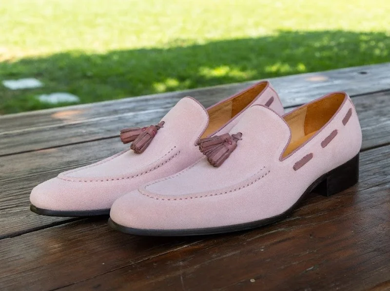 Women's Embroidered Floral Pattern Loafers in Beige for a Spring - Inspired Outfit Style: 1377-05S-Salmon
