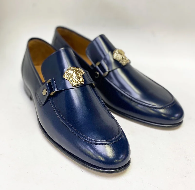 Women's Geometric - Patterned Loafers in Multicolor for a Fashion - Forward Look Style: SL655-Navy Women's Geometric - Patterned Loafers in Multicolor for a Fashion - Forward Look Style: SL655-Navy