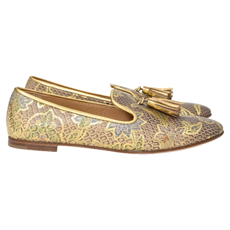 Women's Tassel - Trimmed Loafers with a Low Heel in Olive Green for a Trendy Twist Giuseppe Zanotti Smoking Slippers in Multicolor Printed Leather Women's Tassel - Trimmed Loafers with a Low Heel in Olive Green for a Trendy Twist Giuseppe Zanotti Smoking Slippers in Multicolor Printed Leather