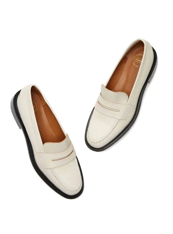 Women's Embroidered Floral Pattern Loafers in Beige for a Spring - Inspired Outfit Monti Vacchetta Loafer In Ice White
