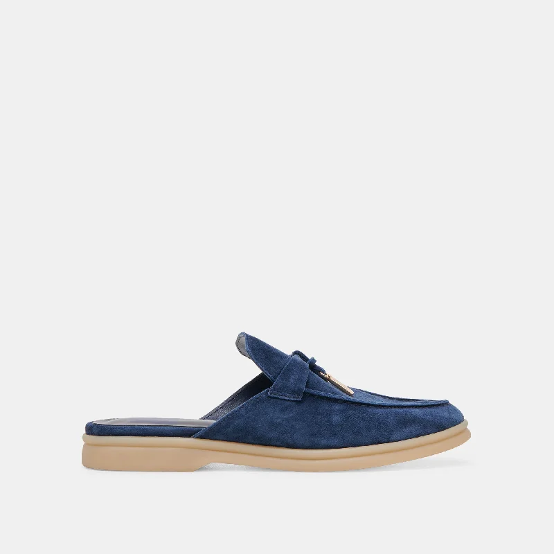 Women's Fur - Lined Loafers in Tan for a Cozy Winter Option LASAIL FLATS NAVY SUEDE