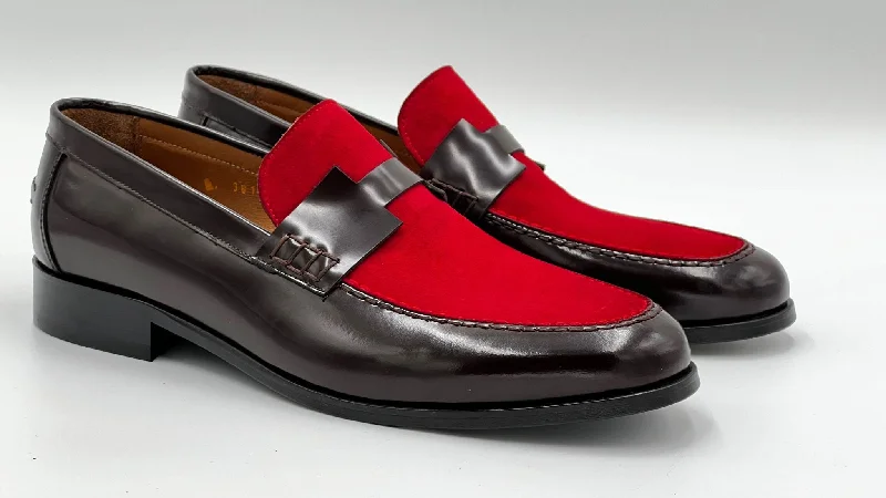 Women's Embroidered Floral Pattern Loafers in Beige for a Spring - Inspired Outfit Style: 38154-Red/Brown Women's Embroidered Floral Pattern Loafers in Beige for a Spring - Inspired Outfit Style: 38154-Red/Brown