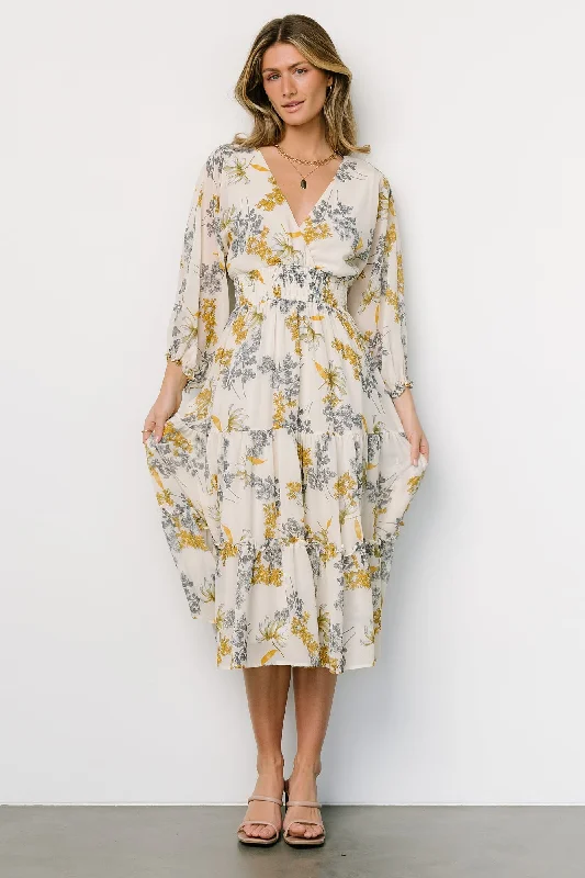 Coventry Tiered Midi Dress | Cream Floral