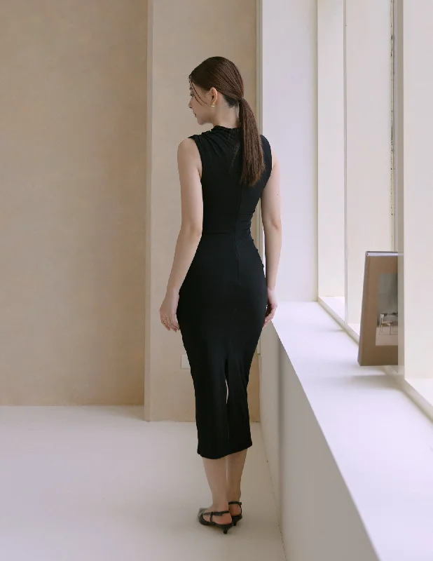 Emilia Ruched Dress in Black