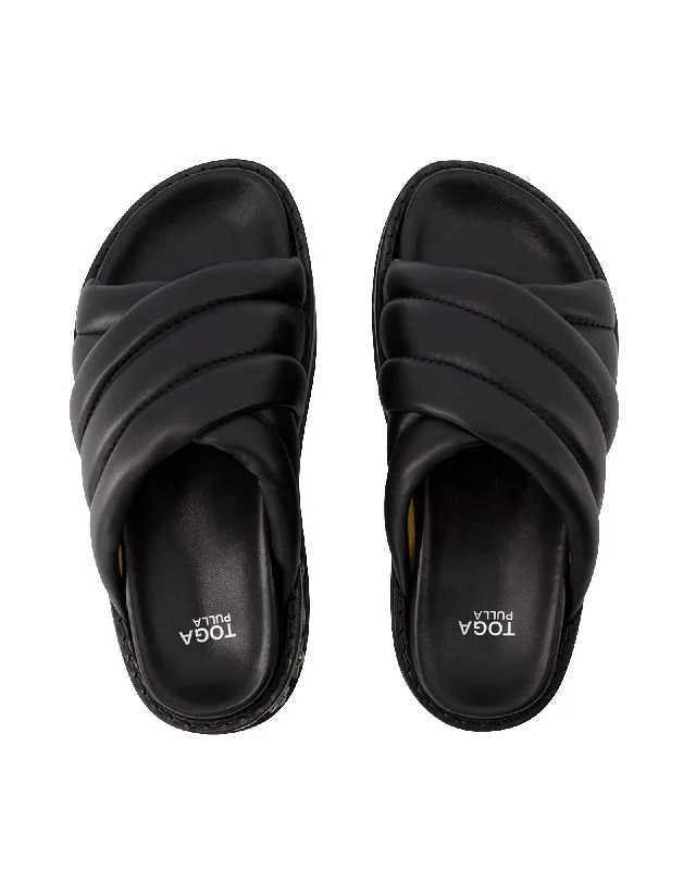 Adjustable Strap Women's Sandals with a Padded Heel in Pink for a Custom FitAj1281 Sandals - Toga Pulla - Leather - Black Adjustable Strap Women's Sandals with a Padded Heel in Pink for a Custom FitAj1281 Sandals - Toga Pulla - Leather - Black