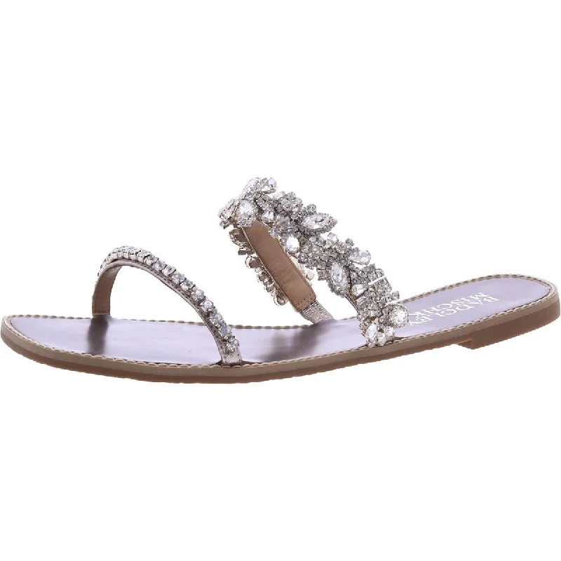 Women's Thong Sandals with a Beaded Design in Multicolor for a Beachy AestheticBadgley Mischka Womens Jenelle Leather Rhinestone Slide Sandals Women's Thong Sandals with a Beaded Design in Multicolor for a Beachy AestheticBadgley Mischka Womens Jenelle Leather Rhinestone Slide Sandals