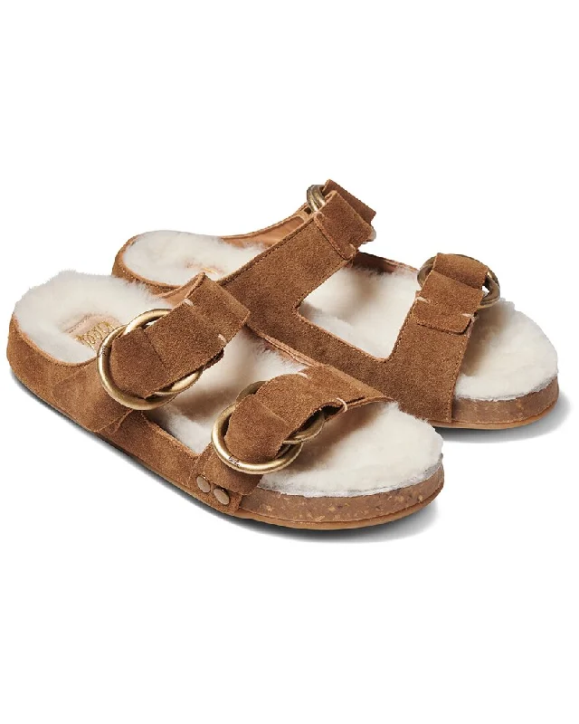 Child - Friendly Women's Sandals with a Secure Buckle in Purple for Moms on the Gobeek Buzzard Shearling Suede Clog Child - Friendly Women's Sandals with a Secure Buckle in Purple for Moms on the Gobeek Buzzard Shearling Suede Clog