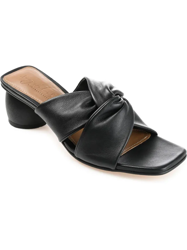 Sustainable Women's Recycled Material Sandals in Beige for Eco - Conscious ShoppersCharlize Womens Leather Slip On Block Heel