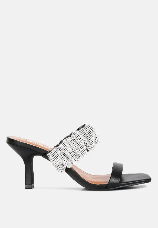 Women's Rhinestone - Embellished Open - Toe Sandals in Silver for a Glamorous Party Lookcherry blossom diamante ruche strap sandals Women's Rhinestone - Embellished Open - Toe Sandals in Silver for a Glamorous Party Lookcherry blossom diamante ruche strap sandals