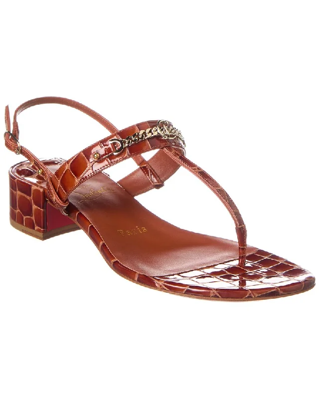 Women's Sandals with a Glitter - Coated Strap in Gold for a Sparkly Summer OutfitChristian Louboutin MJ Thong 25 Alligator-Embossed Leather Sandal Women's Sandals with a Glitter - Coated Strap in Gold for a Sparkly Summer OutfitChristian Louboutin MJ Thong 25 Alligator-Embossed Leather Sandal