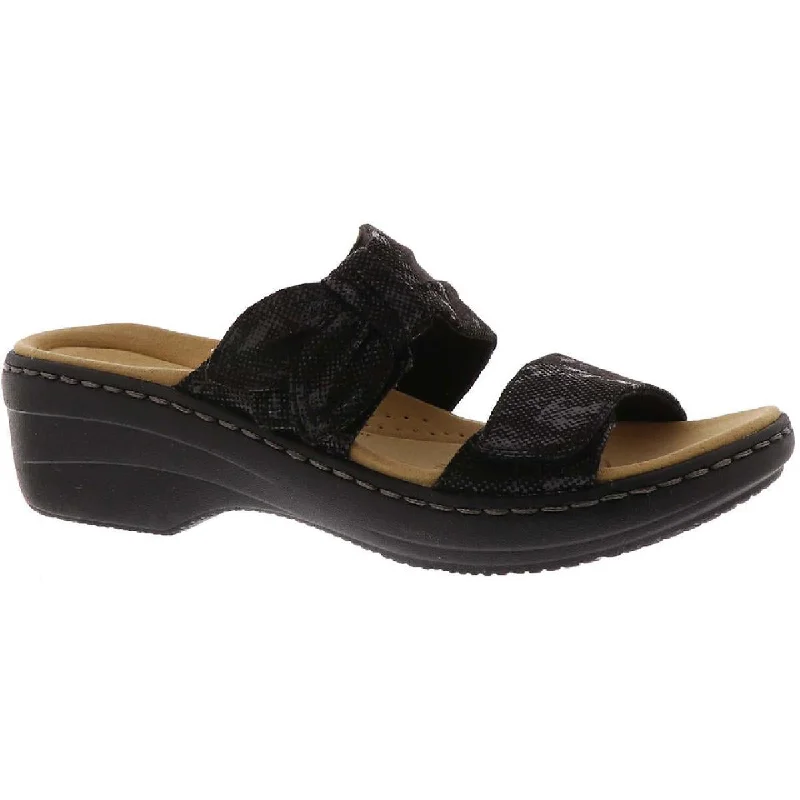 Shock - Absorbing Women's Sandals with a Soft Insole in Black for Active LifestylesClarks Womens Merliah Charm Faux Leather Open Toe Wedge Sandals Shock - Absorbing Women's Sandals with a Soft Insole in Black for Active LifestylesClarks Womens Merliah Charm Faux Leather Open Toe Wedge Sandals