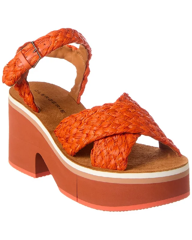 Women's Ankle - Strap Sandals with a Block Heel in Red for a Sophisticated StyleClergerie Chrissy Raffia Platform Sandal Women's Ankle - Strap Sandals with a Block Heel in Red for a Sophisticated StyleClergerie Chrissy Raffia Platform Sandal