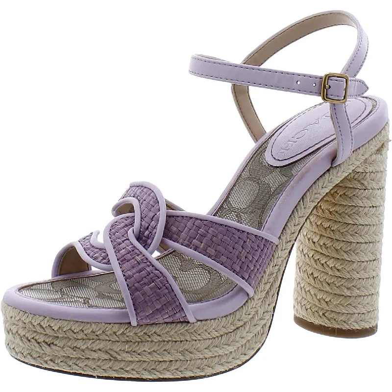 Anti - Slip Women's Sandals with a Grooved Sole in Green for Outdoor AdventuresCoach Womens Talina Raffia Block Heel Espadrille Heels Anti - Slip Women's Sandals with a Grooved Sole in Green for Outdoor AdventuresCoach Womens Talina Raffia Block Heel Espadrille Heels