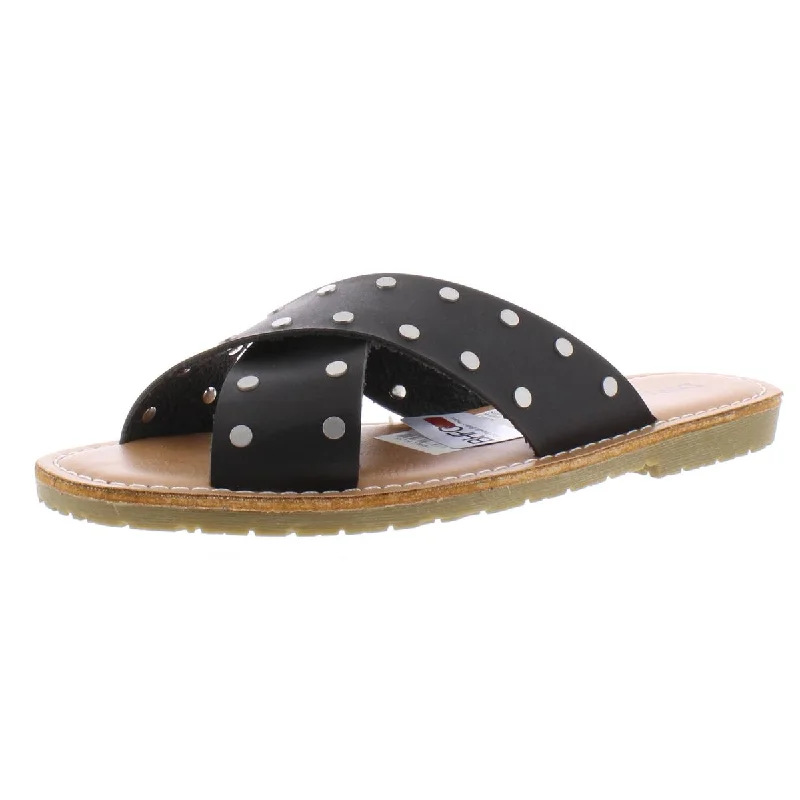 Child - Friendly Women's Sandals with a Secure Buckle in Purple for Moms on the GoDirty Laundry Womens Elana Studded Slide Flats Child - Friendly Women's Sandals with a Secure Buckle in Purple for Moms on the GoDirty Laundry Womens Elana Studded Slide Flats