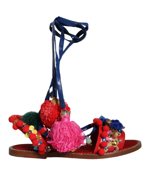 Women's Strappy Gladiator Sandals with Buckle Closures in Tan for a Boho LookDolce & Gabbana multi Pom Pom Fur Wrap Sandals Women's Shoes Women's Strappy Gladiator Sandals with Buckle Closures in Tan for a Boho LookDolce & Gabbana multi Pom Pom Fur Wrap Sandals Women's Shoes