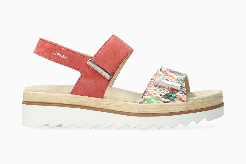 Women's Ankle - Strap Sandals with a Block Heel in Red for a Sophisticated StyleDominica - Multicoloured Women's Ankle - Strap Sandals with a Block Heel in Red for a Sophisticated StyleDominica - Multicoloured