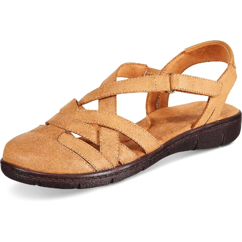Adjustable Strap Women's Sandals with a Padded Heel in Pink for a Custom FitEasy Street Womens Garrett Faux Leather Strappy Flat Sandals Adjustable Strap Women's Sandals with a Padded Heel in Pink for a Custom FitEasy Street Womens Garrett Faux Leather Strappy Flat Sandals