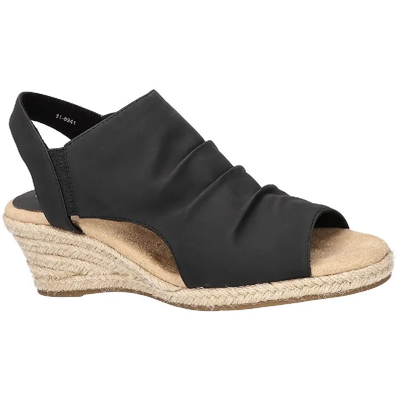 Women's Cork - Soled Espadrille Sandals with a Rope - Trimmed Upper in Navy for a Summer VibeEasy Street Womens Teje Zipper Faux Leather Wedge Sandals Women's Cork - Soled Espadrille Sandals with a Rope - Trimmed Upper in Navy for a Summer VibeEasy Street Womens Teje Zipper Faux Leather Wedge Sandals