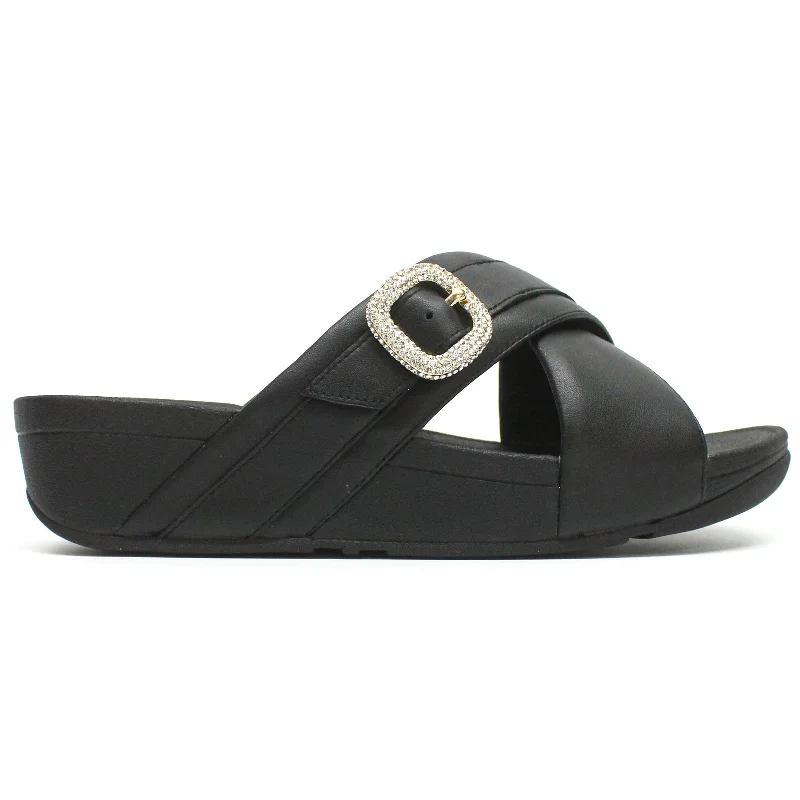Orthopedic Women's Sandals with Arch Support in Gray for Foot HealthLulu Crystal Buckle Cross Slides Leather Women's Slip On Sandals Orthopedic Women's Sandals with Arch Support in Gray for Foot HealthLulu Crystal Buckle Cross Slides Leather Women's Slip On Sandals