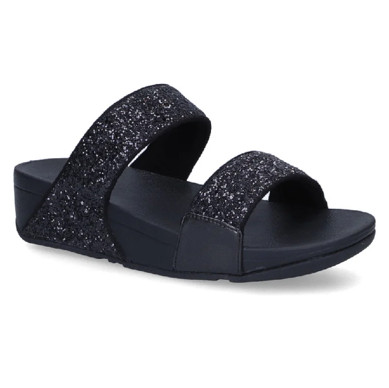 Plus Size Women's Wide - Width Platform Sandals in Black for Added Comfort and HeightLulu Glitter Synthetic Women's Slides Sandals Plus Size Women's Wide - Width Platform Sandals in Black for Added Comfort and HeightLulu Glitter Synthetic Women's Slides Sandals