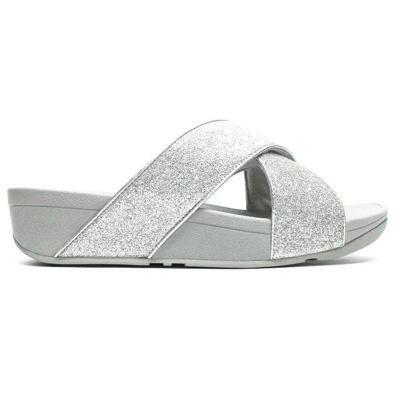 Waterproof Women's Rubber Beach Sandals with Arch Support in Blue for Water ActivitiesLulu Glitterdust Cross Slides Synthetic Leather Women's Slip On Sandals Waterproof Women's Rubber Beach Sandals with Arch Support in Blue for Water ActivitiesLulu Glitterdust Cross Slides Synthetic Leather Women's Slip On Sandals