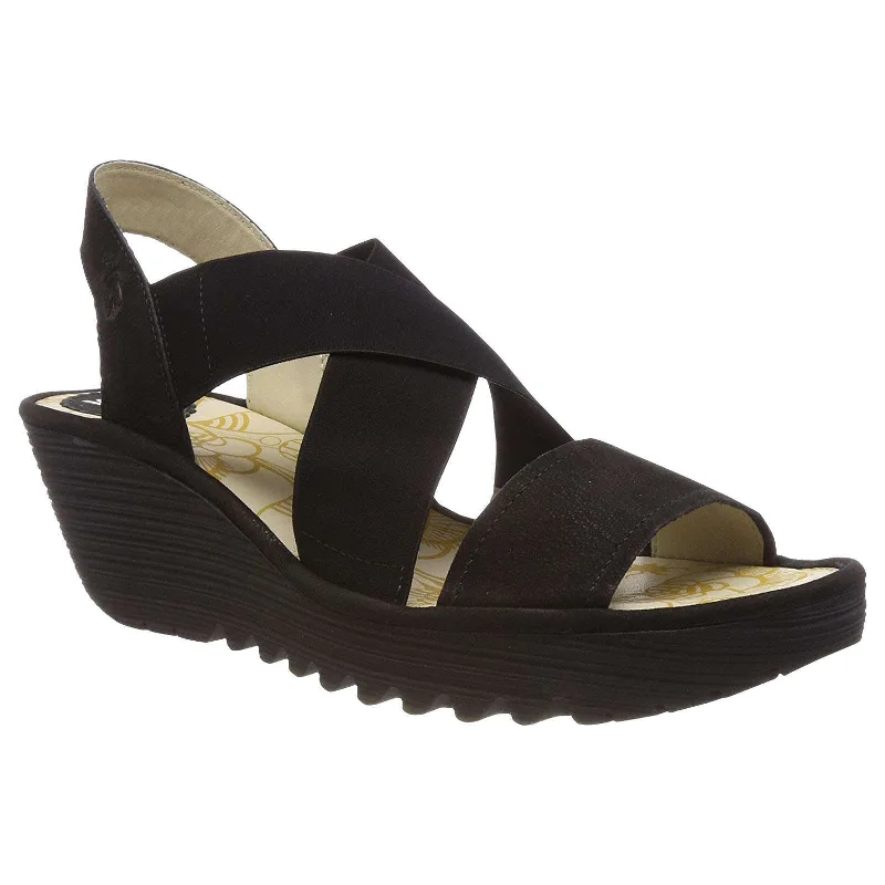 Shock - Absorbing Women's Sandals with a Soft Insole in Black for Active LifestylesYaji888Fly Cupido Leather Women's Wedge Heel Sandals Shock - Absorbing Women's Sandals with a Soft Insole in Black for Active LifestylesYaji888Fly Cupido Leather Women's Wedge Heel Sandals