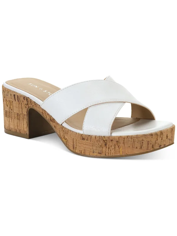 Women's Sandals with a Glitter - Coated Strap in Gold for a Sparkly Summer OutfitGiigi  Womens Faux Leather Slide Block Heels