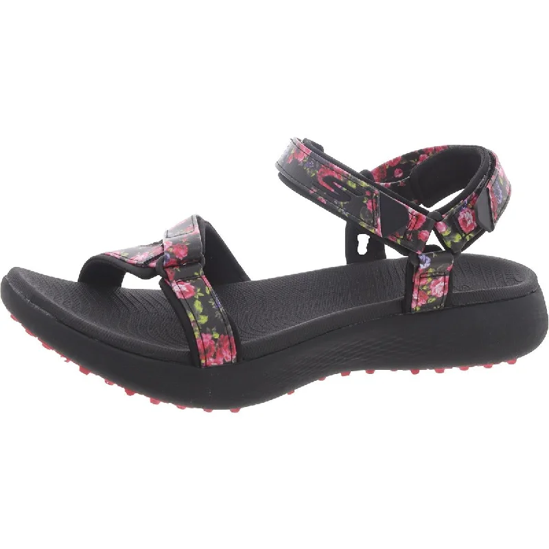 Shock - Absorbing Women's Sandals with a Soft Insole in Black for Active LifestylesGo Golf 600 Womens Faux Leather Adjustable Slingback Sandals