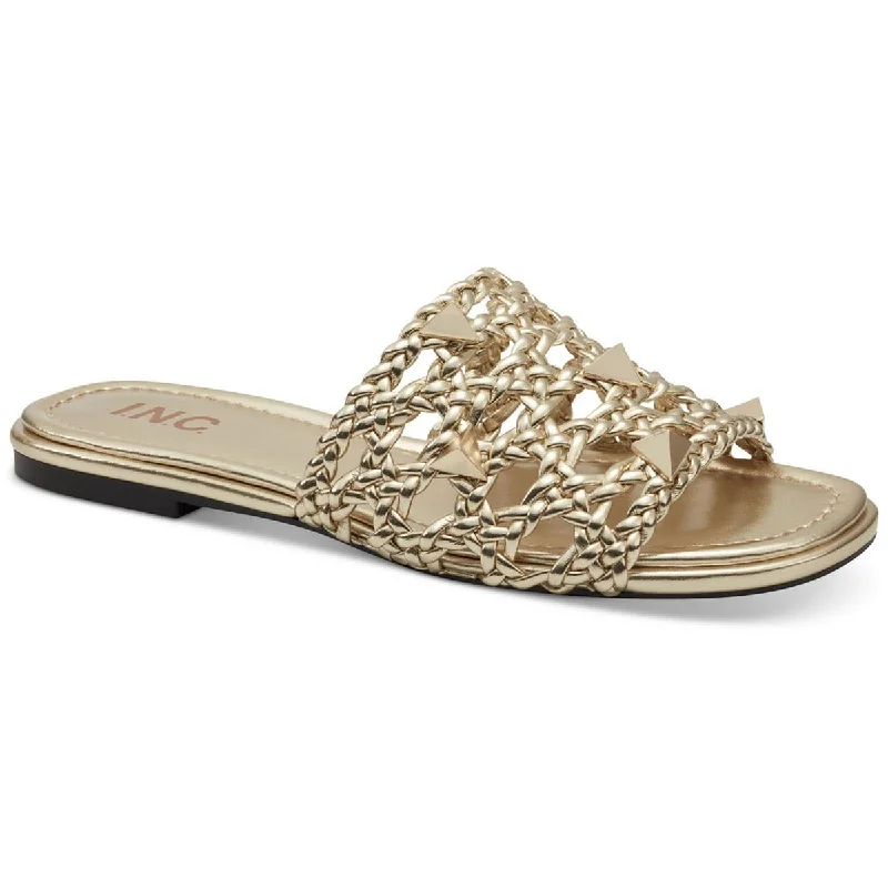 Child - Friendly Women's Sandals with a Secure Buckle in Purple for Moms on the GoINC Womens Starlette Metallic Studded Slide Sandals Child - Friendly Women's Sandals with a Secure Buckle in Purple for Moms on the GoINC Womens Starlette Metallic Studded Slide Sandals
