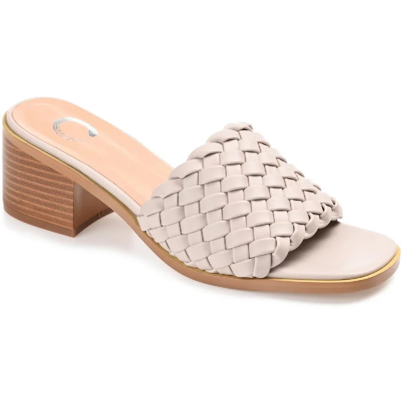 Women's Leather - Strapped Sandals with a Braided Detail in Brown for a Rustic AppealJournee Collection Womens Fylicia Faux Leather Square Toe Block Heel Women's Leather - Strapped Sandals with a Braided Detail in Brown for a Rustic AppealJournee Collection Womens Fylicia Faux Leather Square Toe Block Heel