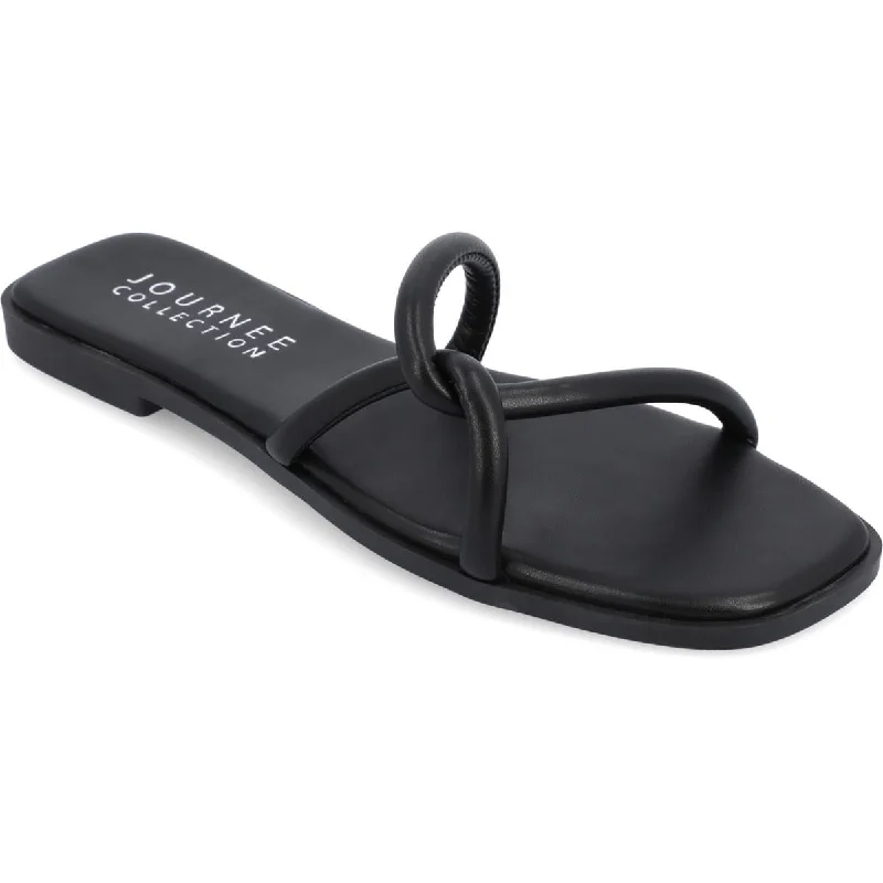 Plus Size Women's Wide - Width Platform Sandals in Black for Added Comfort and HeightJournee Collection Womens Lauda Strappy Faux Leather Slide Sandals Plus Size Women's Wide - Width Platform Sandals in Black for Added Comfort and HeightJournee Collection Womens Lauda Strappy Faux Leather Slide Sandals