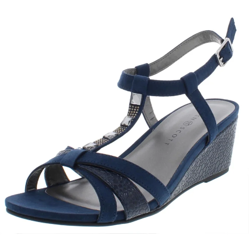 Women's Sandals with a Glitter - Coated Strap in Gold for a Sparkly Summer OutfitKaren Scott Womens Clarita Faux Suede Rhinestone Wedge Sandals Women's Sandals with a Glitter - Coated Strap in Gold for a Sparkly Summer OutfitKaren Scott Womens Clarita Faux Suede Rhinestone Wedge Sandals