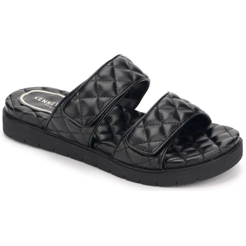 Elastic - Strap Women's Sandals with a Padded Toe in Teal for Easy On - and - OffKenneth Cole New York Womens Reeves Quilted 2 Band Flats Slip On Slide Sandals Elastic - Strap Women's Sandals with a Padded Toe in Teal for Easy On - and - OffKenneth Cole New York Womens Reeves Quilted 2 Band Flats Slip On Slide Sandals