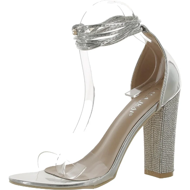 Women's Rhinestone - Embellished Open - Toe Sandals in Silver for a Glamorous Party LookLALA IKAI Womens Rhinestone Heels Women's Rhinestone - Embellished Open - Toe Sandals in Silver for a Glamorous Party LookLALA IKAI Womens Rhinestone Heels