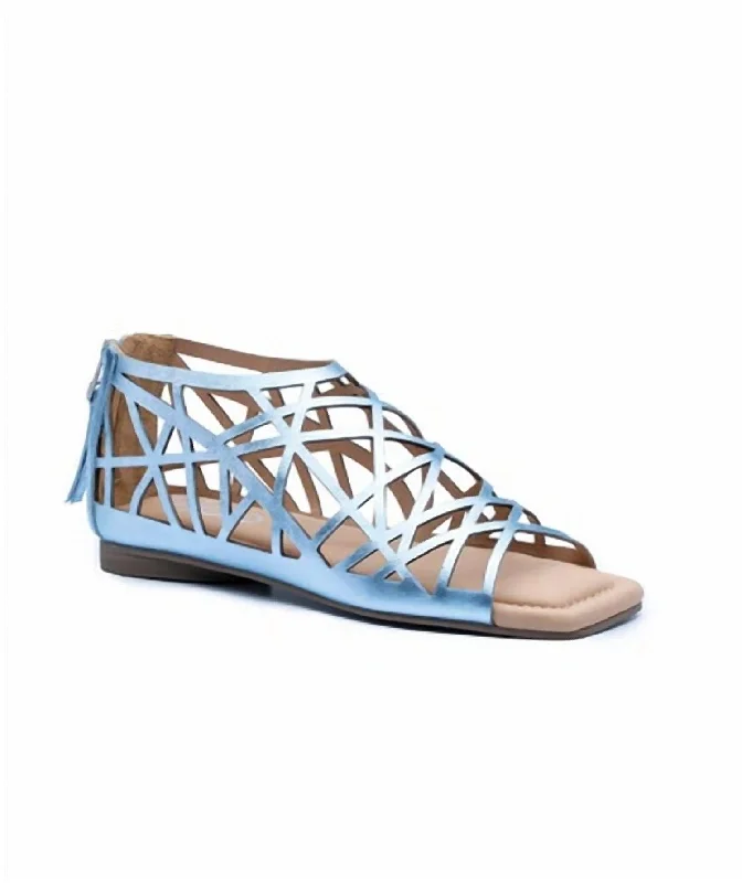 Women's Sandals with a Glitter - Coated Strap in Gold for a Sparkly Summer OutfitLazy Sandal In Smoke Blue Women's Sandals with a Glitter - Coated Strap in Gold for a Sparkly Summer OutfitLazy Sandal In Smoke Blue