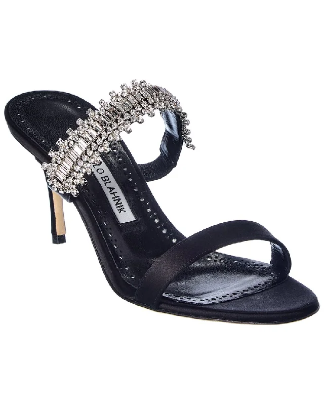 Waterproof Women's Rubber Beach Sandals with Arch Support in Blue for Water ActivitiesManolo Blahnik Sako 70 Satin Sandal