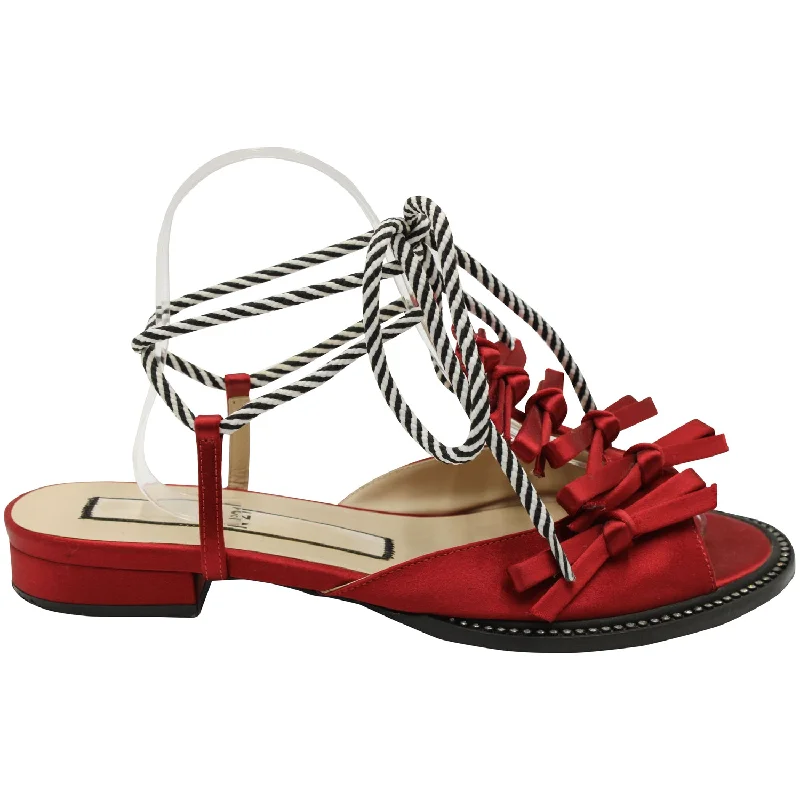 Women's Rhinestone - Embellished Open - Toe Sandals in Silver for a Glamorous Party LookN21 Ankle Tie Sandals in Red Satin Women's Rhinestone - Embellished Open - Toe Sandals in Silver for a Glamorous Party LookN21 Ankle Tie Sandals in Red Satin