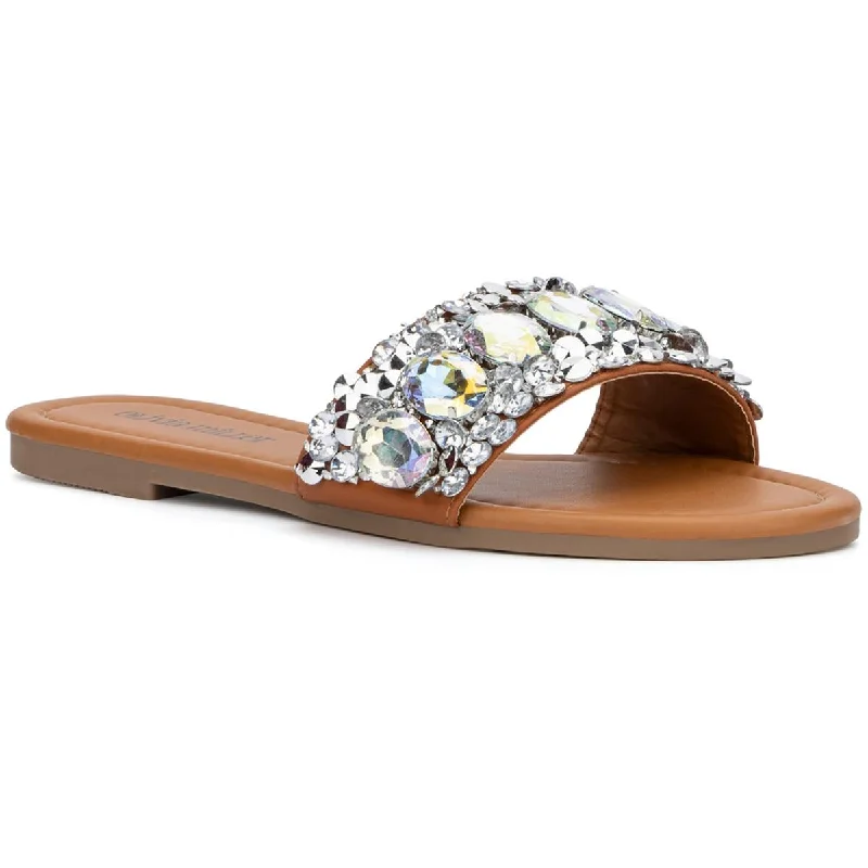 Anti - Slip Women's Sandals with a Grooved Sole in Green for Outdoor AdventuresOlivia Miller Womens Clarabel Faux Leather Slip On Slide Sandals Anti - Slip Women's Sandals with a Grooved Sole in Green for Outdoor AdventuresOlivia Miller Womens Clarabel Faux Leather Slip On Slide Sandals