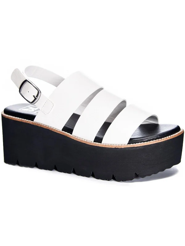 Shock - Absorbing Women's Sandals with a Soft Insole in Black for Active LifestylesPendulum Womens Faux Leather Cushioned Footbed Platform Sandals Shock - Absorbing Women's Sandals with a Soft Insole in Black for Active LifestylesPendulum Womens Faux Leather Cushioned Footbed Platform Sandals