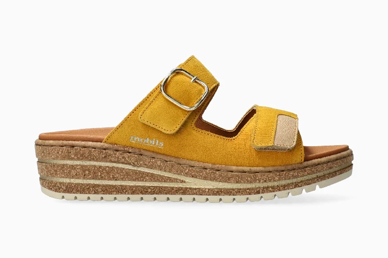 Anti - Slip Women's Sandals with a Grooved Sole in Green for Outdoor AdventuresRandya - Ochre Anti - Slip Women's Sandals with a Grooved Sole in Green for Outdoor AdventuresRandya - Ochre