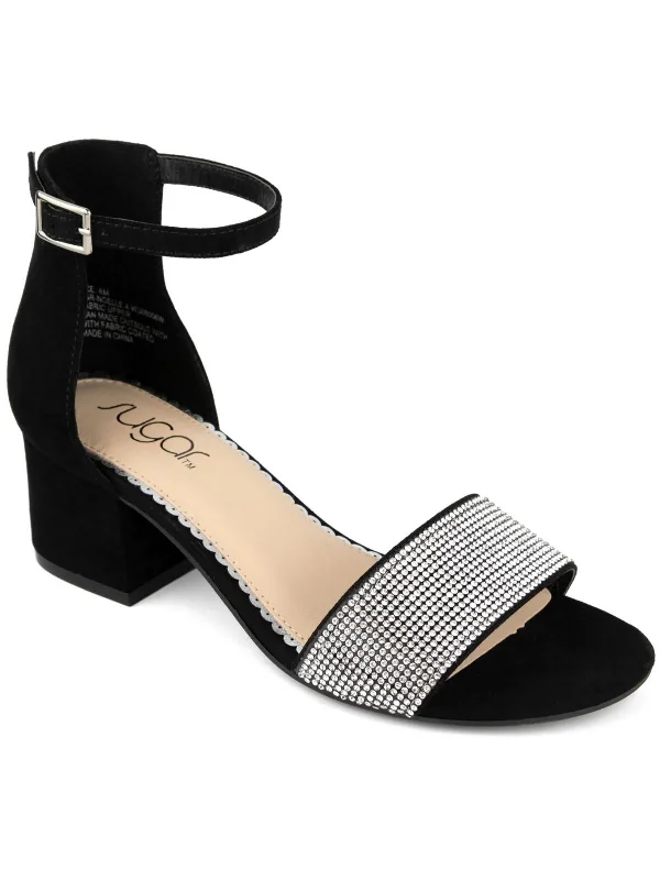 Women's Rhinestone - Embellished Open - Toe Sandals in Silver for a Glamorous Party LookSGRNOELLE4 Womens Faux Suede Dressy Block Heel Women's Rhinestone - Embellished Open - Toe Sandals in Silver for a Glamorous Party LookSGRNOELLE4 Womens Faux Suede Dressy Block Heel