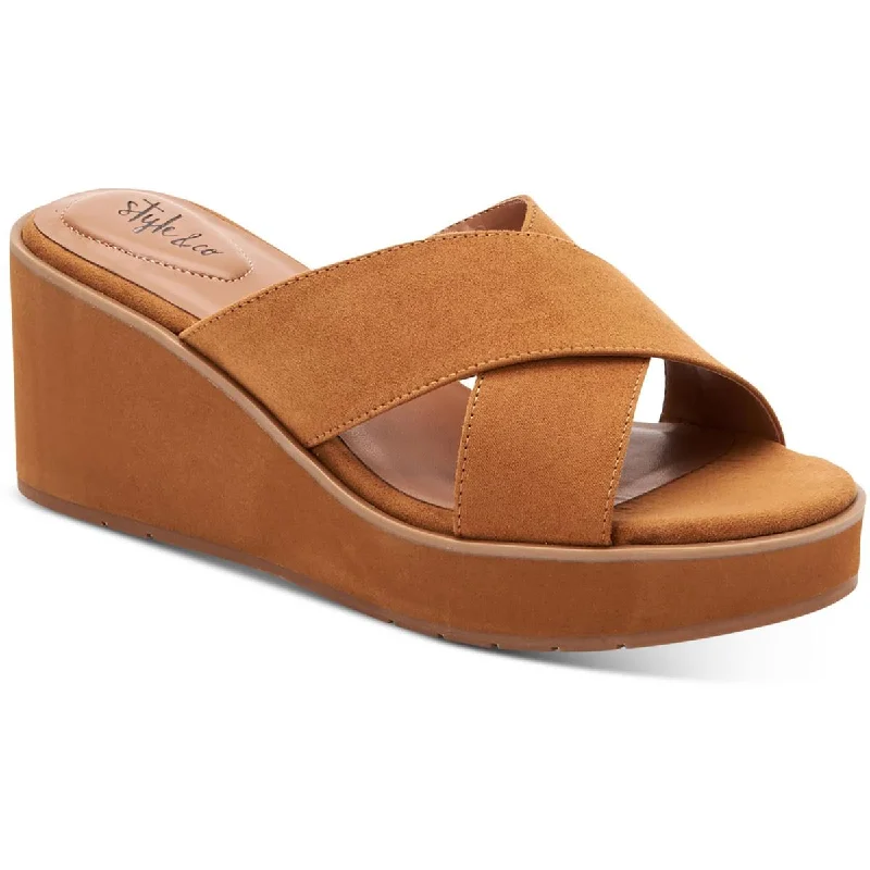 Women's Sandals with a Glitter - Coated Strap in Gold for a Sparkly Summer OutfitStyle & Co. Womens Valtcho Comfort Insole Strappy Wedge Heels Women's Sandals with a Glitter - Coated Strap in Gold for a Sparkly Summer OutfitStyle & Co. Womens Valtcho Comfort Insole Strappy Wedge Heels