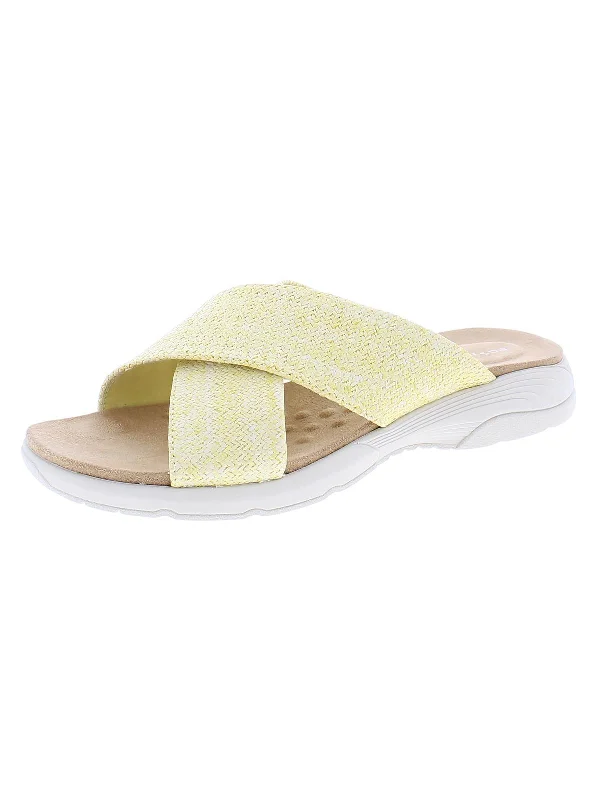 Women's Rhinestone - Embellished Open - Toe Sandals in Silver for a Glamorous Party LookTaite 2 Womens Woven Slip On Slide Sandals Women's Rhinestone - Embellished Open - Toe Sandals in Silver for a Glamorous Party LookTaite 2 Womens Woven Slip On Slide Sandals