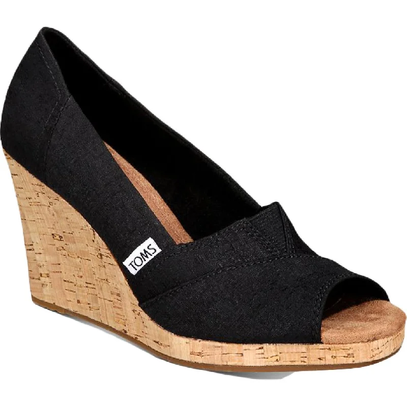 Women's Sandals with a Wedge Heel and a Tassel Detail in Orange for a Trendy LookToms Womens 10013677 Canvas Peep-Toe Wedge Sandals Women's Sandals with a Wedge Heel and a Tassel Detail in Orange for a Trendy LookToms Womens 10013677 Canvas Peep-Toe Wedge Sandals