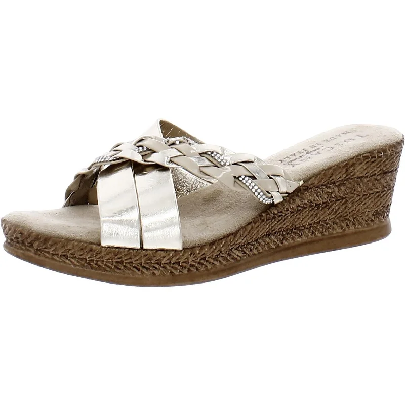 Sustainable Women's Recycled Material Sandals in Beige for Eco - Conscious ShoppersTuscany By Easy Street Womens Faux Leather Open Toe Wedge Sandals Sustainable Women's Recycled Material Sandals in Beige for Eco - Conscious ShoppersTuscany By Easy Street Womens Faux Leather Open Toe Wedge Sandals