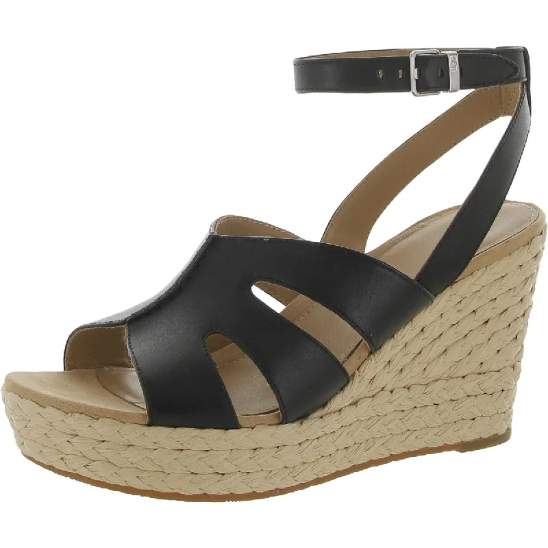 Women's Ankle - Strap Sandals with a Block Heel in Red for a Sophisticated StyleUgg Womens CAREENA Leather Wedge Wedge Heels Women's Ankle - Strap Sandals with a Block Heel in Red for a Sophisticated StyleUgg Womens CAREENA Leather Wedge Wedge Heels