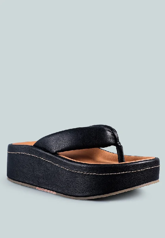 Plus Size Women's Wide - Width Platform Sandals in Black for Added Comfort and HeightWELCH Black Thong Platform Sandals Plus Size Women's Wide - Width Platform Sandals in Black for Added Comfort and HeightWELCH Black Thong Platform Sandals